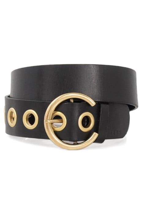 BLACK LEATHER BELT WITH XL EYELETS BLACK by IKKS