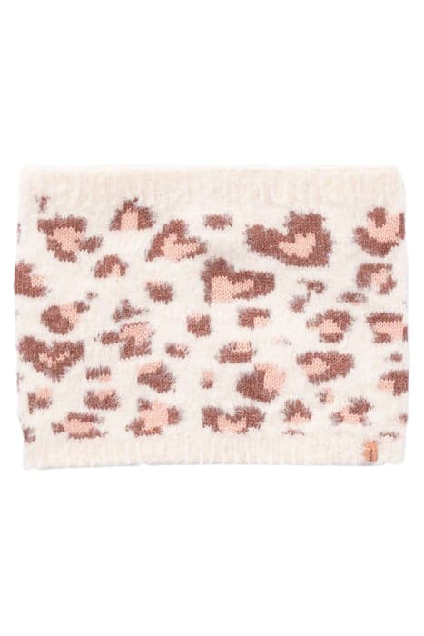 GIRLS’ ECRU LEOPARD-HEART MOTIF KNIT SNOOD OFF-WHITE by IKKS