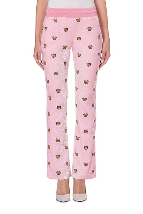 TEDDY EMBROIDERY STRETCH VELOR JOGGERS PINK by Moschino