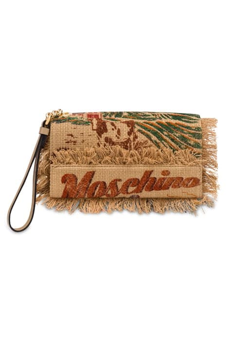 MOSCHINO FARM JUTE CLUTCH BEIGE by Moschino