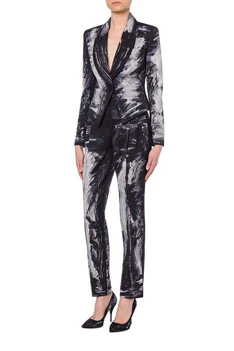 PAINTING WOOL SATIN JACKET BLACK by Moschino