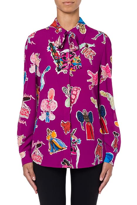 FASHION SKETCHES GEORGETTE SHIRT PURPLE by Moschino