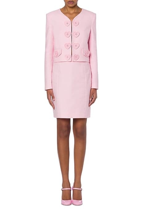 HEART BUTTONS BOUCLÉ JACKET PINK by Moschino