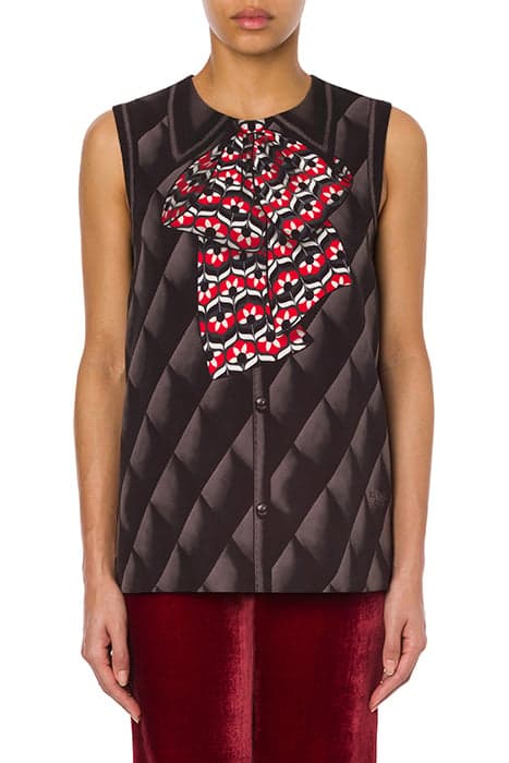 TOP WITH TROMPE L'ŒIL PRINT BLACK by Moschino