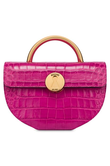 HANDBAG WITH METAL CLOSURE CROCODILE PRINT FUCSIA by Moschino