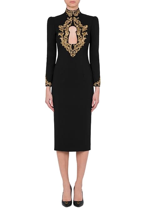 BAROQUE LOCK STRETCH CADY DRESS BLACK by Moschino