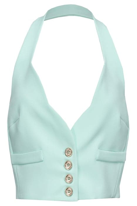 GIOVIALE GILET CREPE STRETCH LIGHT BLUE GLASS by PINKO