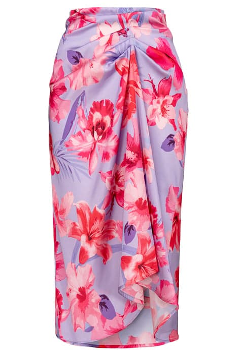 GUARDABILE GONNA SATIN STAMPA FIORI TROPICALI LILAC/PALE PIN by PINKO