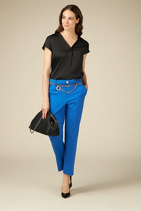 MILANO-STITCH STOVEPIPE TROUSERS BLUE by Oltre