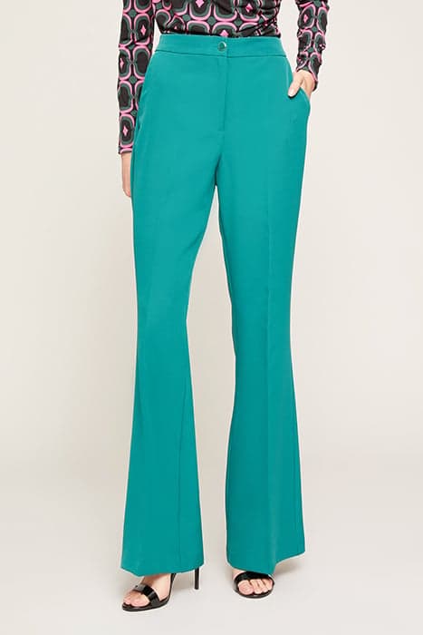 TECHNICAL FABRIC FLARED TROUSERS GREEN by Motivi