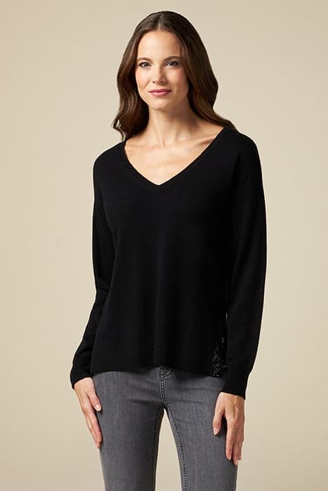 Cashmere blend v-neck sweater with rhinestones by Oltre