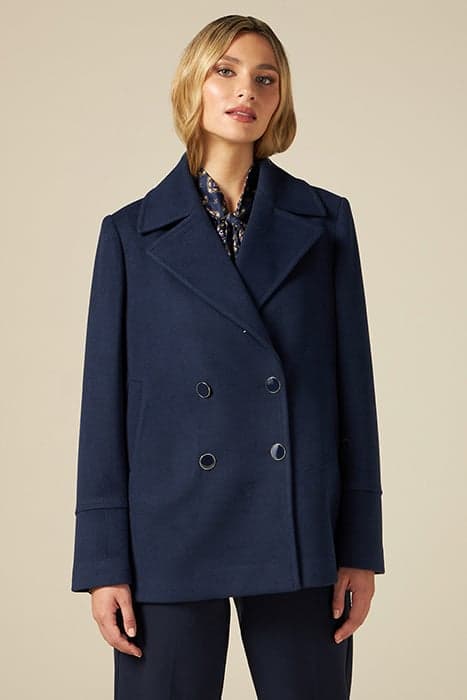 SHORT DOUBLE-BREASTED COAT BLUE by Oltre