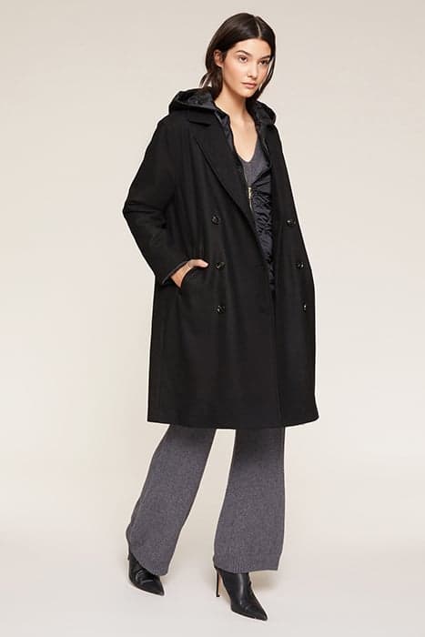 DOUBLE BREASTED COAT WITH DOWN LINING BLACK by Motivi