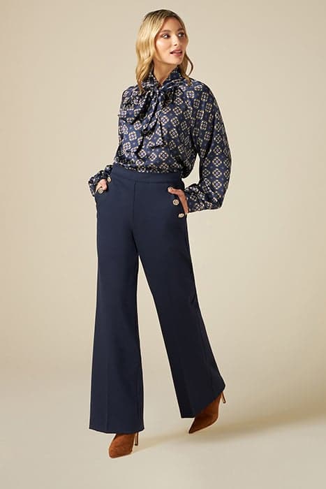 MILANO-STITCH PALAZZO TROUSERS BLUE by Oltre