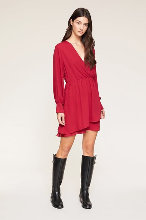 SHORT FLOUNCED DRESS RED by Motivi