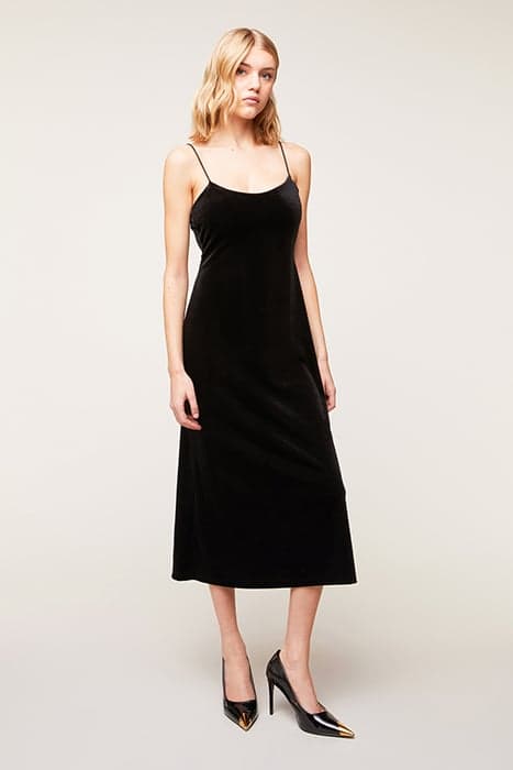 DRESS WITH VELVET JEWEL STRAPS BLACK by Motivi