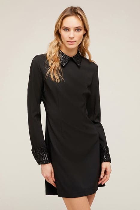 SHEATH DRESS WITH EMBROIDERED COLLAR BLACK by Motivi