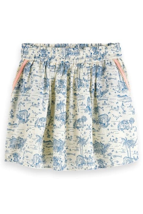 ELASTICATED ALL-OVER PRINTED MINI SKIRT SURF AND SUP by Scotch & Soda