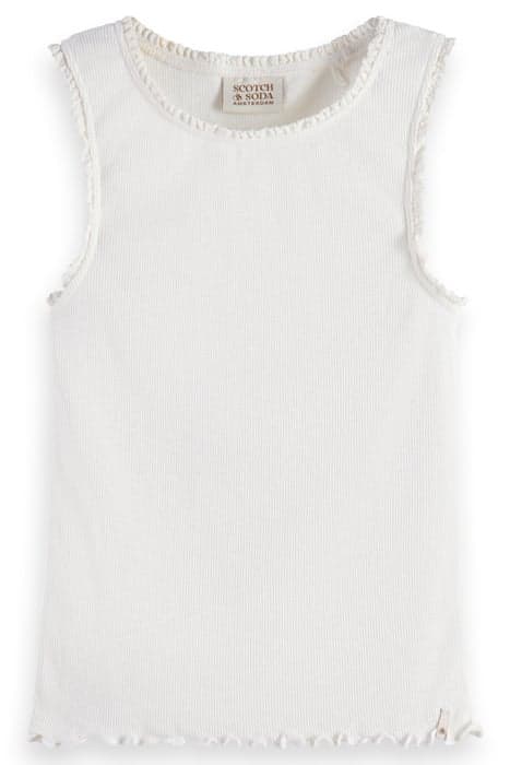 FITTED RIBBED TANK TOP OFF WHITE by Scotch & Soda