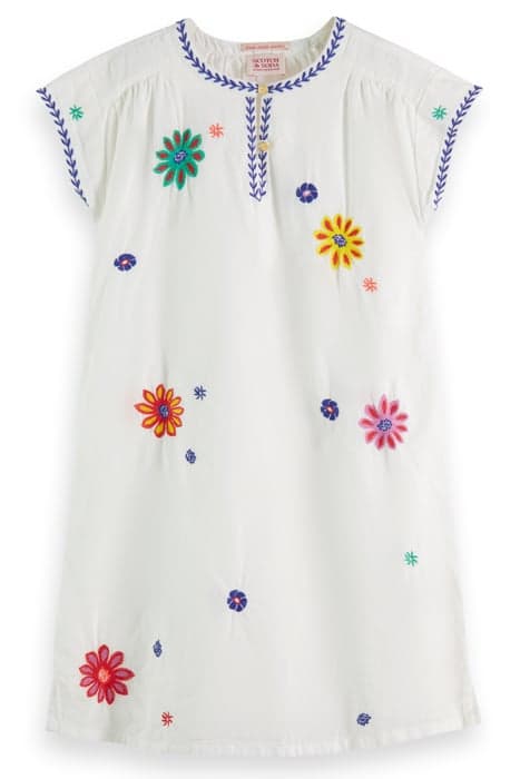 FLOWER EMBROIDERED KAFTAN DRESS OFF WHITE by Scotch & Soda