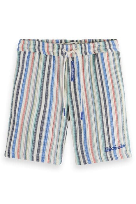 SHORT-LENGTH - STRUCTURED STRIPE SHORT MULTI STRIPE BLUE RED by Scotch & Soda