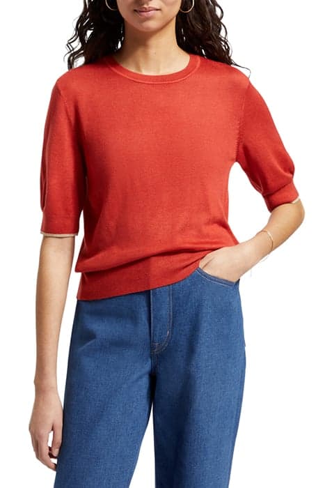 SHORT SLEEVED CREW NECK PULLOVER RUSTIC CORAL by Scotch & Soda