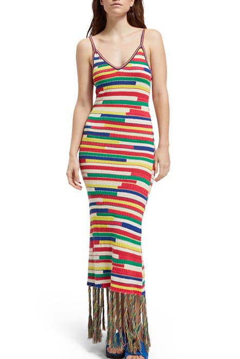 MULTICOLOURED INTARSIA KNITTED DRESS MULTI STRIPE by Scotch & Soda