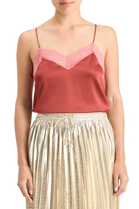 SATIN CAMISOLE WITH LACE DETIAL TERRACOTTA by Scotch & Soda