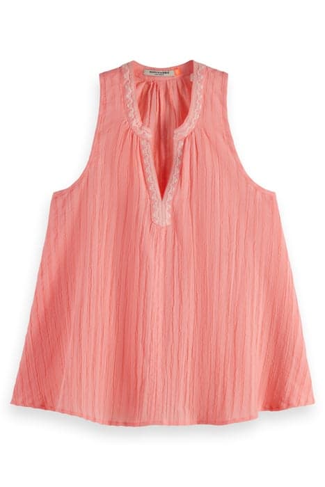 TANK TOP WITH TAPE DETAIL NEON CORAL by Scotch & Soda