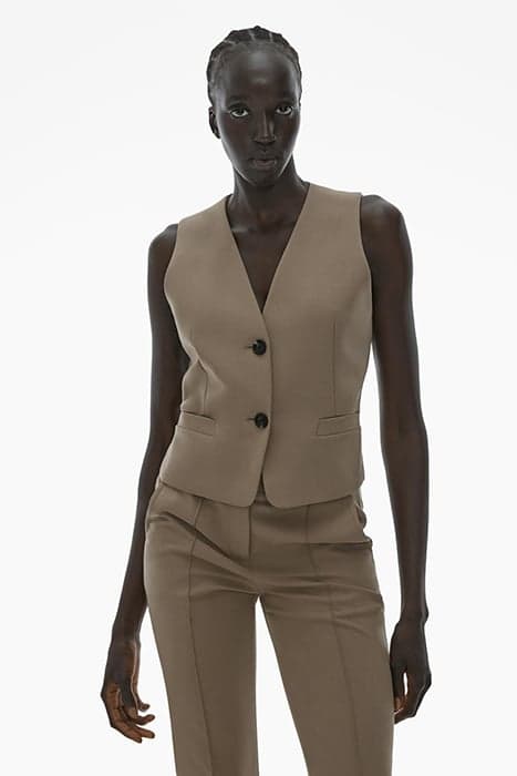 TUX VEST POLYESTER, VIRGIN WOOL, ELASTANE TAUPE by Helmut Lang