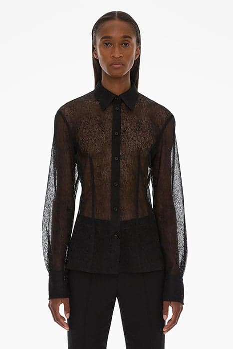 SEAMED SHIRT POLYESTER BLACK by Helmut Lang