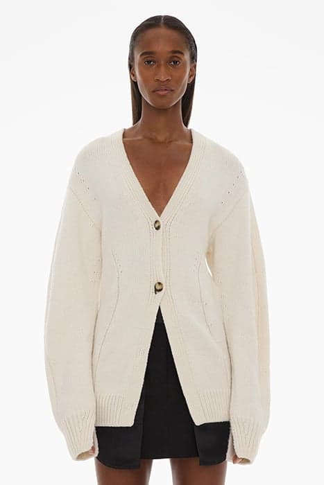 WAISTED CARDIGAN WOOL, POLYAMIDE, VISCOSE, CASHMERE IVORY by Helmut Lang