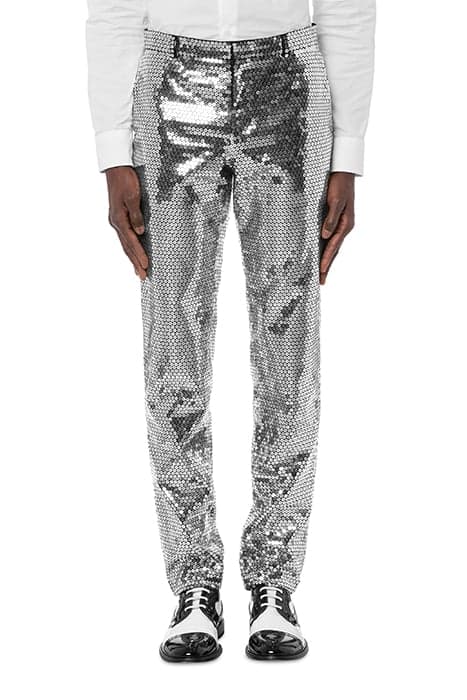 TROUSERS WITH SEQUINS SILVER by Moschino