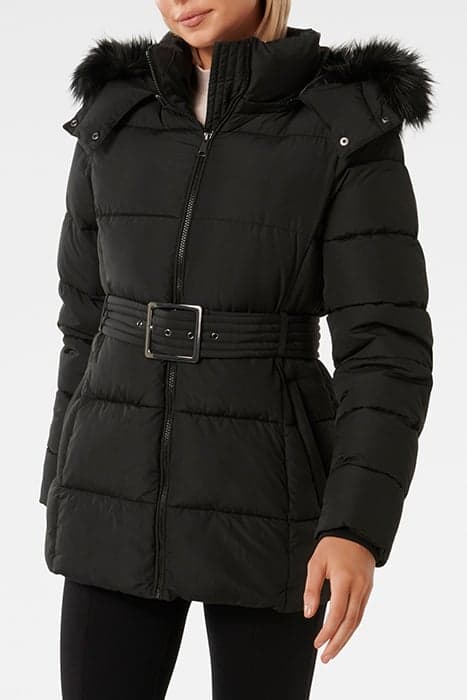 DANNIE MID LENGTH PUFFER COAT BLACK by Forever New