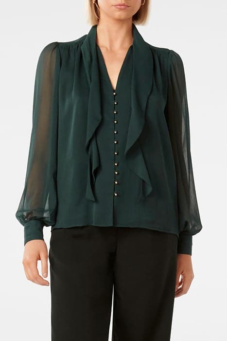 FAWN FRILL TIE BLOUSE DARK GREEN by Forever New