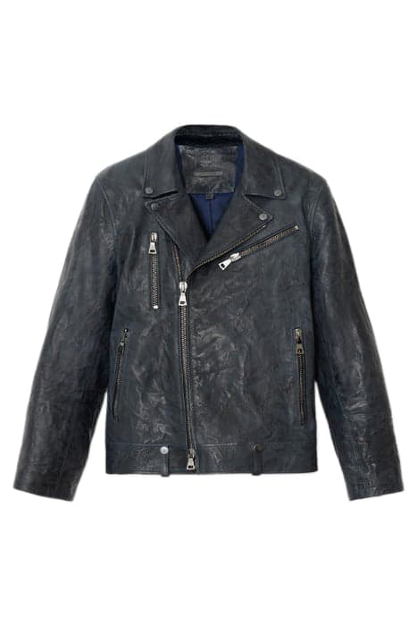 SLIM FIT ASYMMETIRIC ZIP CLOSURE BIKER J TWILIGHT BLUE by John Varvatos