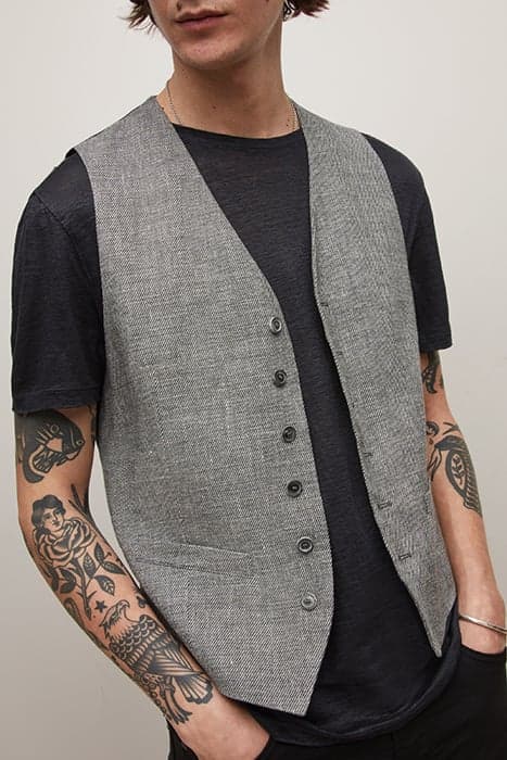 FRONT BODY DARTS VEST WITH WELT HIP POCK SEAL GREY by John Varvatos