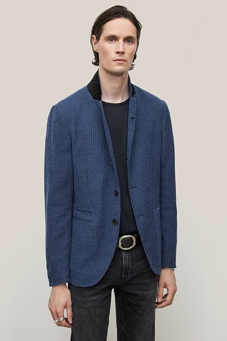 SLIM FIT NOTCH LAPEL JACKET W/ HOOK AND CADET BLUE by John Varvatos