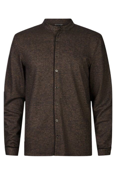 FULTON REGULAR FIT LS BAND SHIRT IN MELA WOOD BROWN by John Varvatos