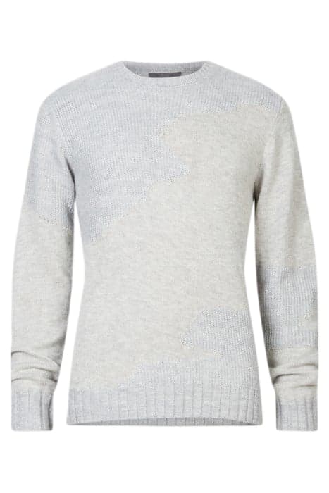 RECTOR LS TEXTURE MIX INTARSIA CREW LT GREY HTHR by John Varvatos