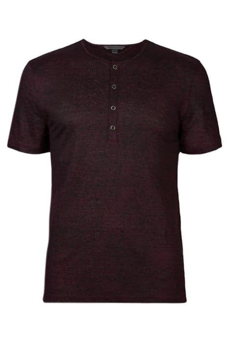 TORRANCE REGULAR FIT SS LINEN HENLEY WIT DARK PLUM by John Varvatos