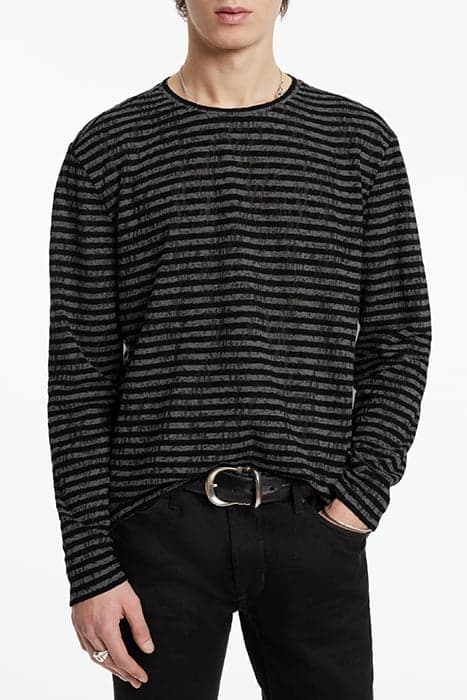 YADKIN REGULAR FIT LS CREW W/ JACQUARD S BLACK by John Varvatos