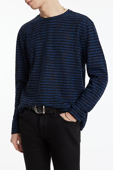 YADKIN REGULAR FIT LS CREW W/ JACQUARD S NAVY by John Varvatos