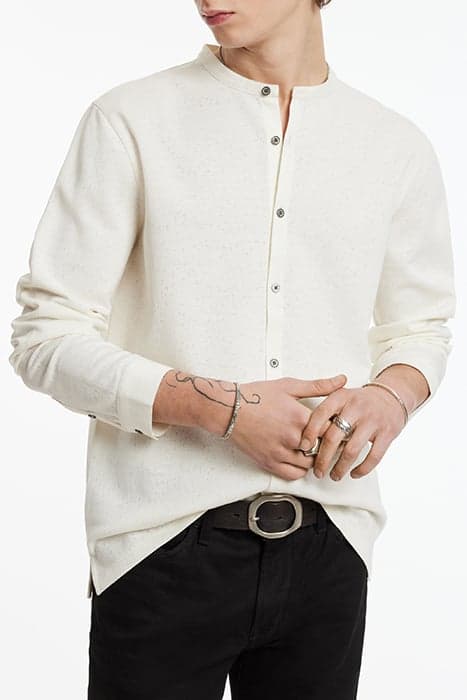 YANCEY REGULAR FIT LS STAND COLLAR SHIRT WHITE by John Varvatos