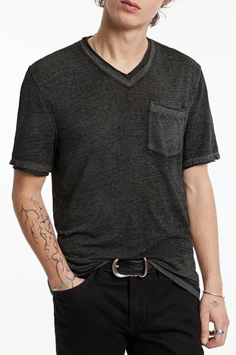 DAVIS SS BURNOUT V NECK WITH CHEST POCKE LIGHT OLIVE by John Varvatos