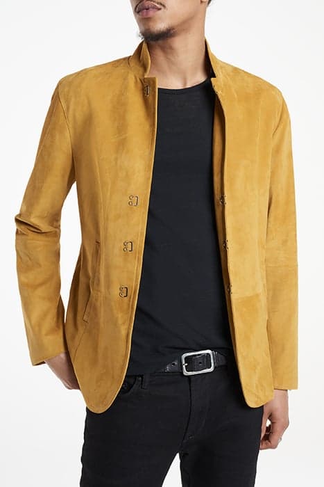 SLIM FIT SUEDE JACKET WITH HOOK AND BAR HONEYSUCKLE by John Varvatos