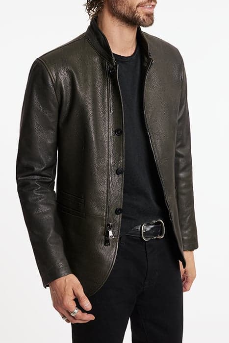 SLIM FIT JACKET WITH WIRE INSERTED COLLA DEEP OLIVE by John Varvatos