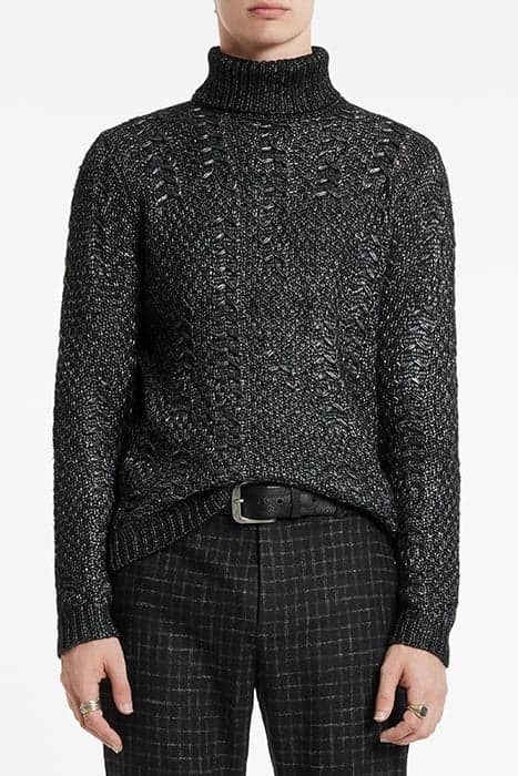 BARCLAY LS TURTLE NECK W RANDOM BREAK CA METAL BLACK by John Varvatos