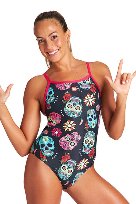 W CRAZY SKULLS CARNIVAL LIGHT DROP BACK FREAK ROSE-BLACK MUL by Arena