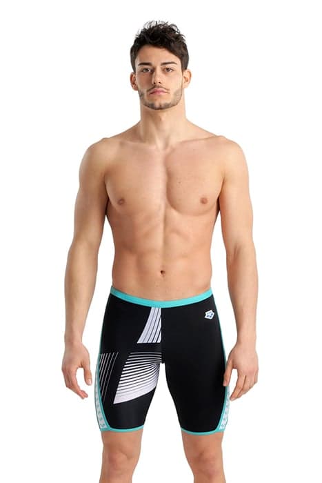 MEN'S ARENA ICONS SWIM JAMMER LOGO BLACK-WHITE-BLUE DIAMOND by Arena